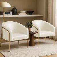 Poltrona Sala Industrial Alta Dourado Kit 2 Stella Sintético Pu D03 - D'rossi Cor Bege - 1