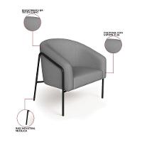 Poltrona Sala Industrial Alta Preto Kit 2 Stella Linho Grafite D03 - D'rossi - 3