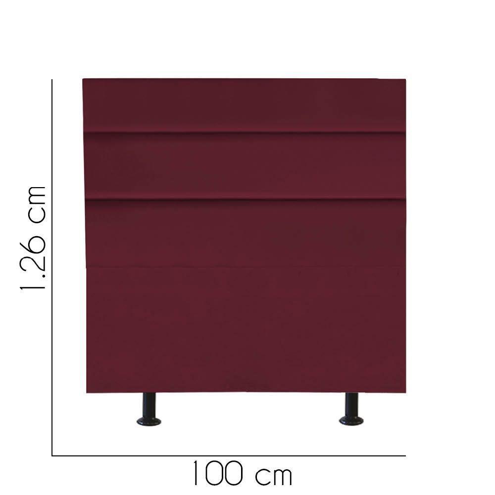 Cabeceira Estofada Cama Box Solteiro 100cm Argentina Suede Bordo- Mabe Magazine - 3