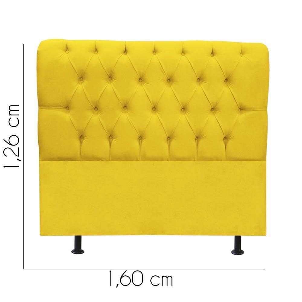 Cabeceira Estofada Cama Box Queen 160cm París Suede Amarelo- Mabe Magazine - 3