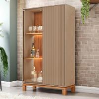 Cristaleira Porta De Vidro Com Led 90cm Lucca Areia/freijó C01 - Mpozenato - 2