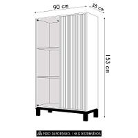 Cristaleira Porta De Vidro Com Led 90cm Lucca Areia/freijó C01 - Mpozenato