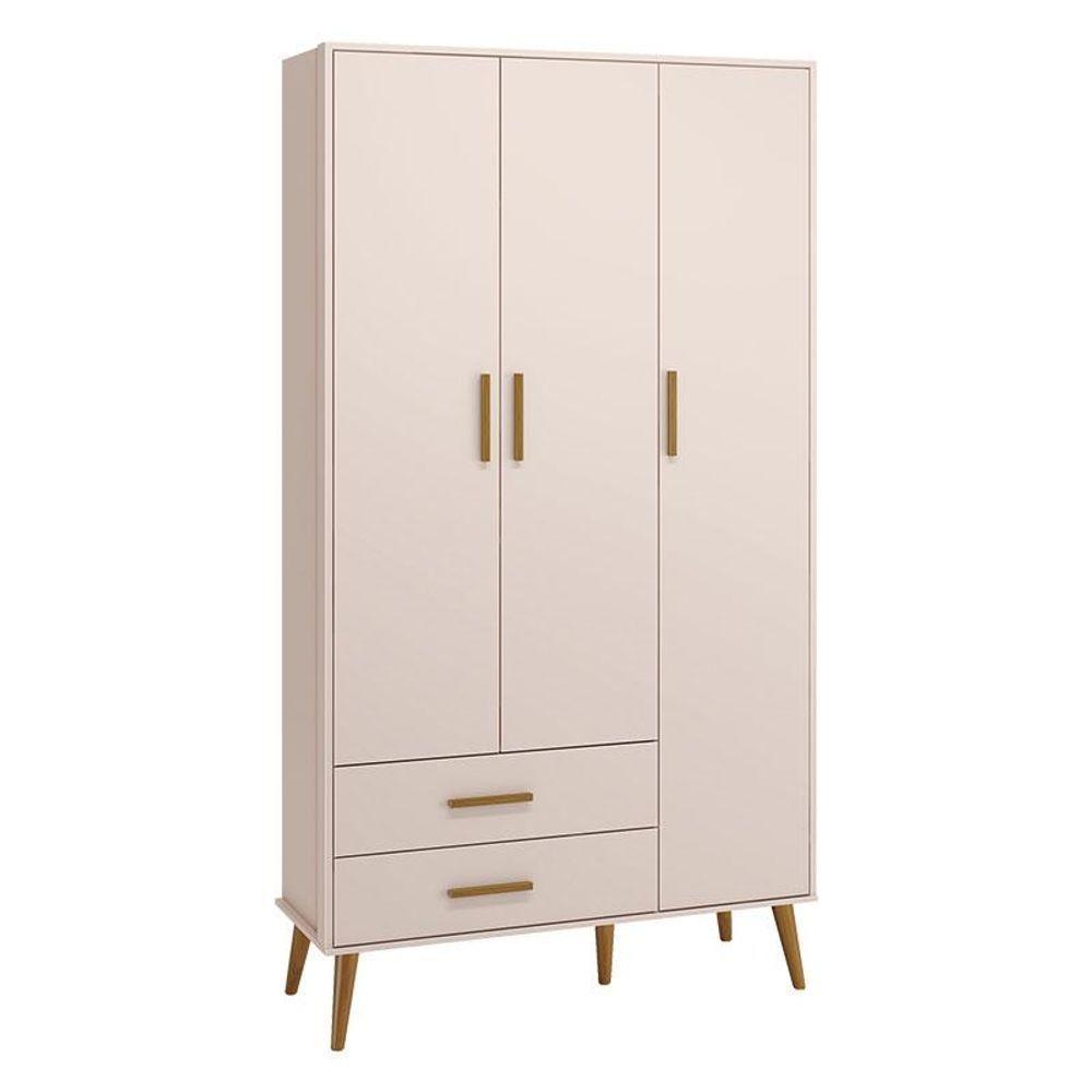 Quarto De Bebê Isis 3 Portas Rosa Acetinado - Reller - 3