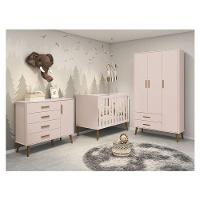 Quarto De Bebê Isis 3 Portas Rosa Acetinado - Reller - 1