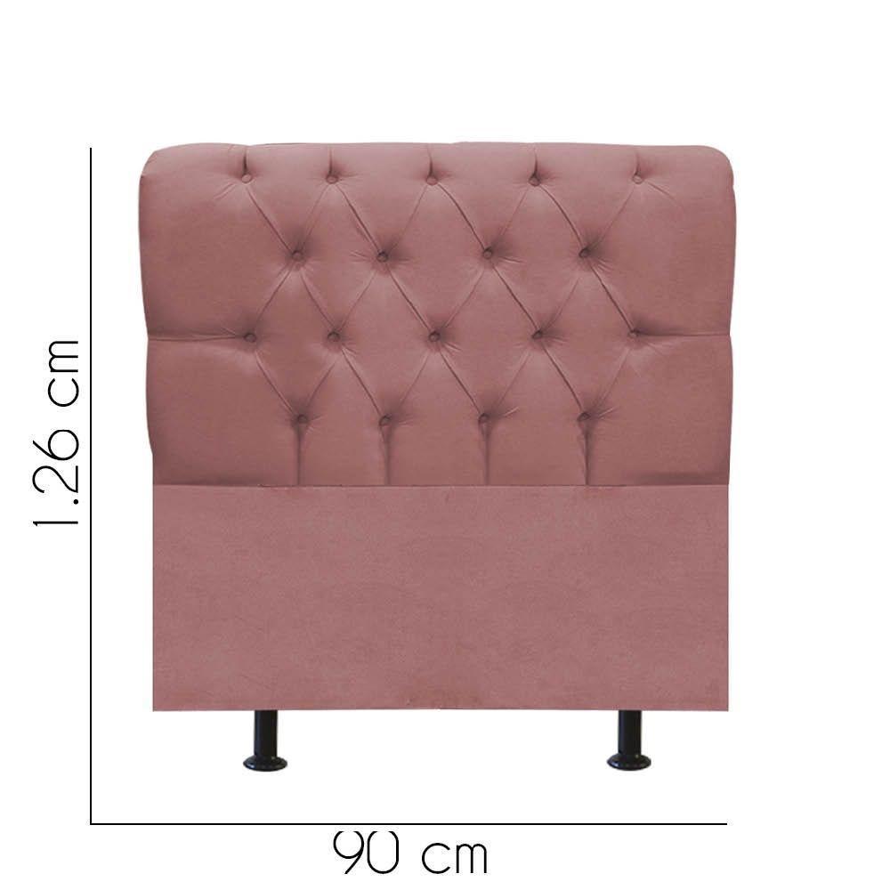 Cabeceira Estofada Cama Box Solteiro 90cm París Suede Rose- Mabe Magazine - 3