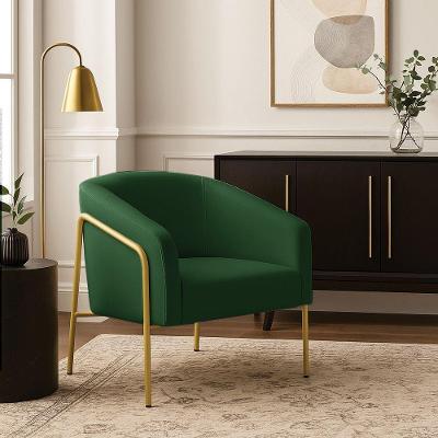 Poltrona Sala Stella Industrial Suede Verde Dourado D'Rossi