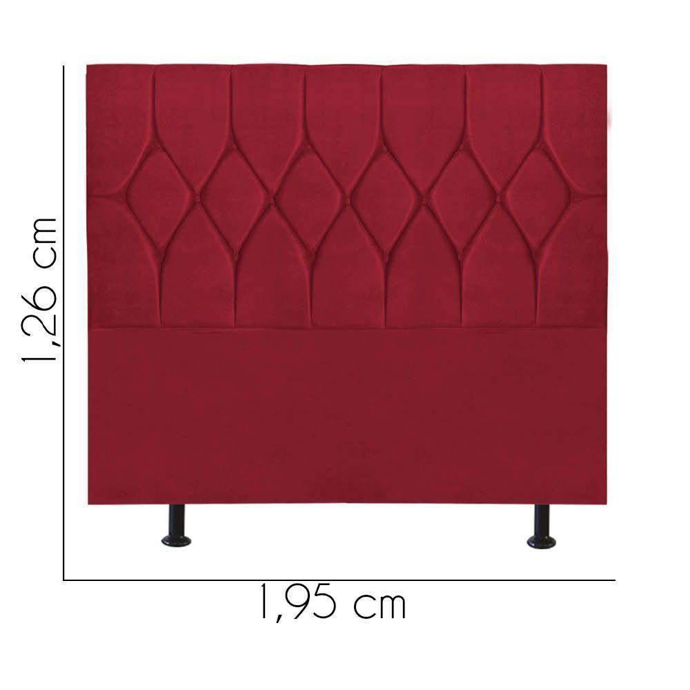 Cabeceira Estofada Cama Box King 195cm Istambul Suede Vermelho- Mabe Magazine - 3