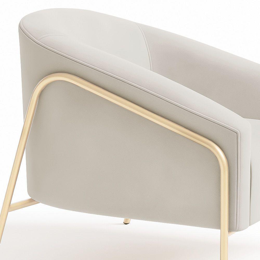 Poltrona Sala Industrial Alta Champanhe Stella Veludo Cinza D03 - D'rossi - 7