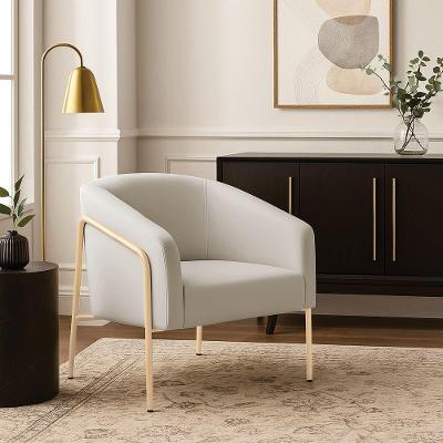 Poltrona Sala Industrial Alta Champanhe Stella Veludo Cinza D03 - D'rossi