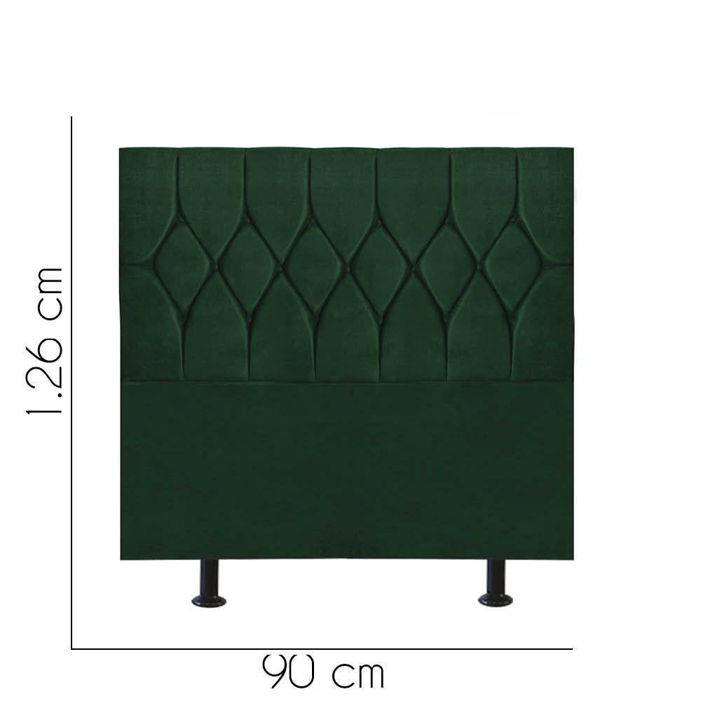 Cabeceira Estofada Cama Box Solteiro 90cm Istambul Corino Verde- Mabe Magazine - 3