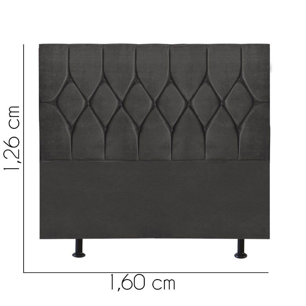Cabeceira Estofada Cama Box Queen 160cm Istambul Corino Cinza Escuro- Mabe Magazine - 3