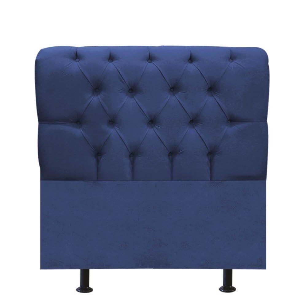 Cabeceira Estofada Cama Box Solteiro 100cm París Veludo Azul- Mabe Magazine - 1