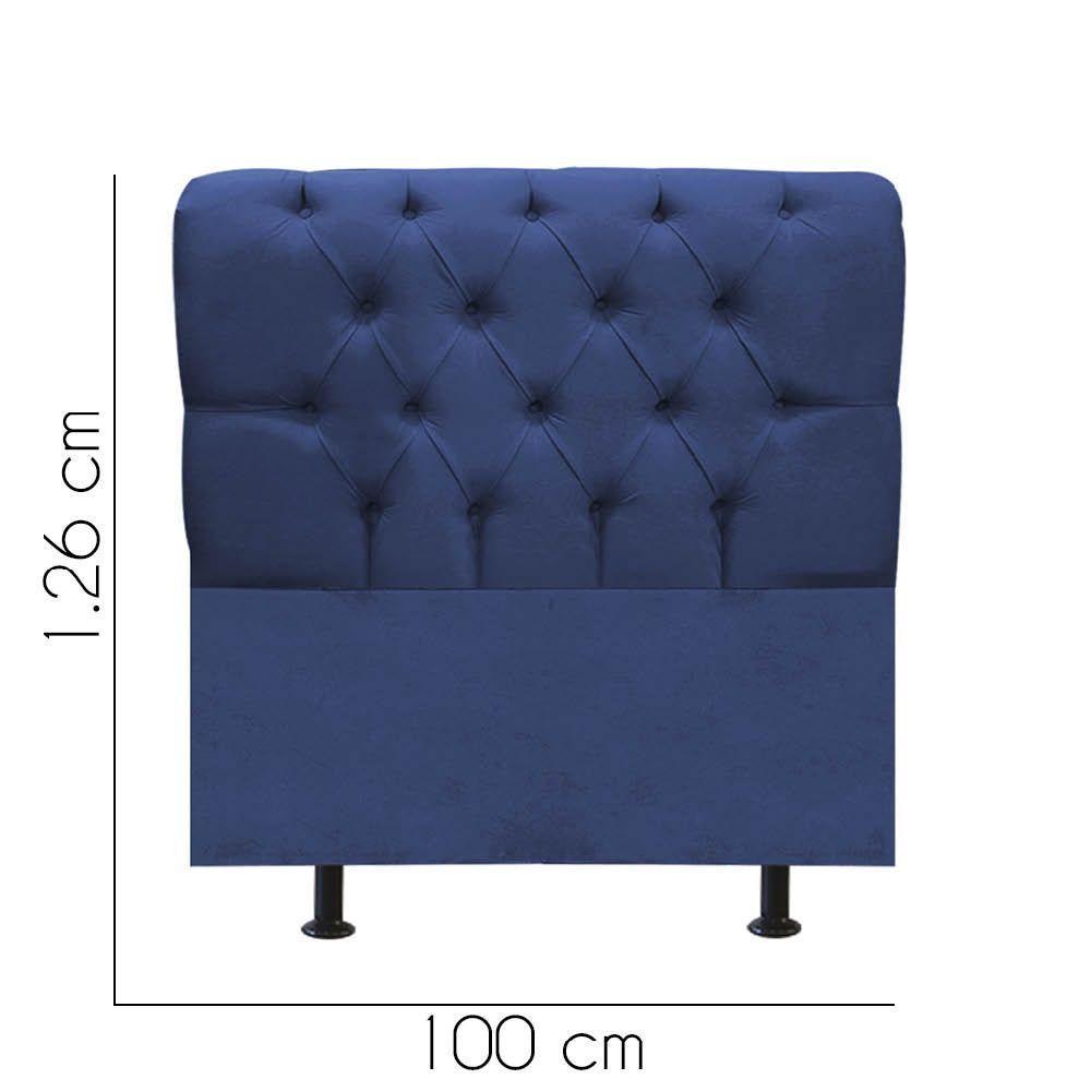 Cabeceira Estofada Cama Box Solteiro 100cm París Veludo Azul- Mabe Magazine - 3