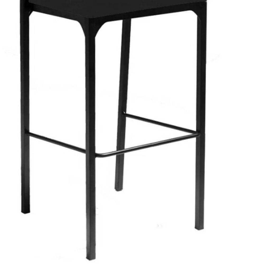 Banqueta Alta Com Encosto Luiza Gourmet Para Balcão Cozinha Suede Preto - Aurora Line - 6