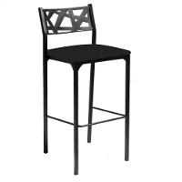 Banqueta Alta Com Encosto Luiza Gourmet Para Balcão Cozinha Suede Preto - Aurora Line - 1