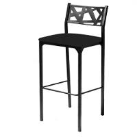 Banqueta Alta Com Encosto Luiza Gourmet Para Balcão Cozinha Suede Preto - Aurora Line - 3