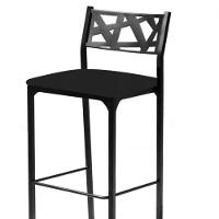 Banqueta Alta Com Encosto Luiza Gourmet Para Balcão Cozinha Suede Preto - Aurora Line - 5