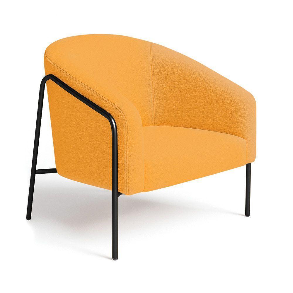 Poltrona Sala Industrial Alta Preto Kit 2 Stella Bouclê D03 - D'rossi Cor Mostarda - 5