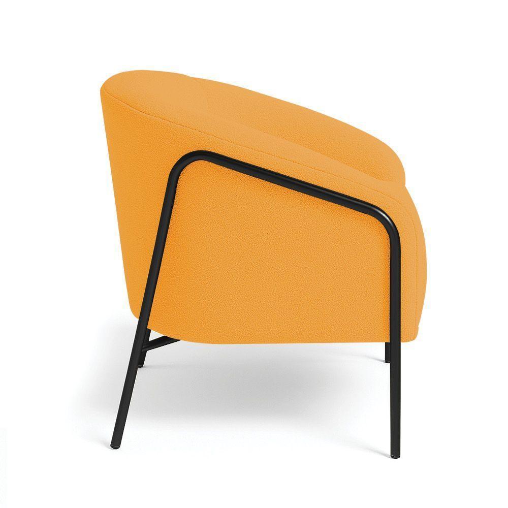 Poltrona Sala Industrial Alta Preto Kit 2 Stella Bouclê D03 - D'rossi Cor Mostarda - 6