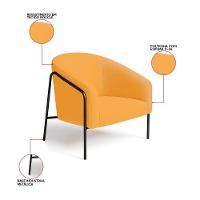 Poltrona Sala Industrial Alta Preto Kit 2 Stella Bouclê D03 - D'rossi Cor Mostarda - 3