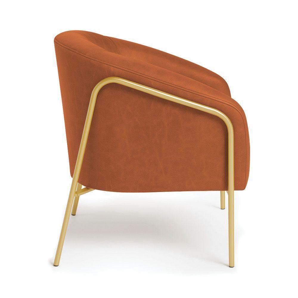 Poltrona Sala Industrial Alta Dourado Kit 2 Stella Sintético Pu D03 - D'rossi Cor Nozes - 2