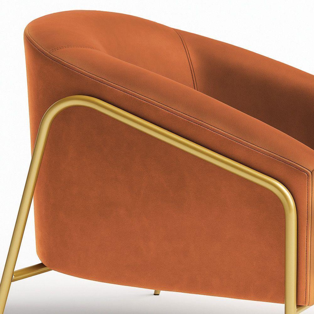 Poltrona Sala Industrial Alta Dourado Kit 2 Stella Sintético Pu D03 - D'rossi Cor Nozes - 4