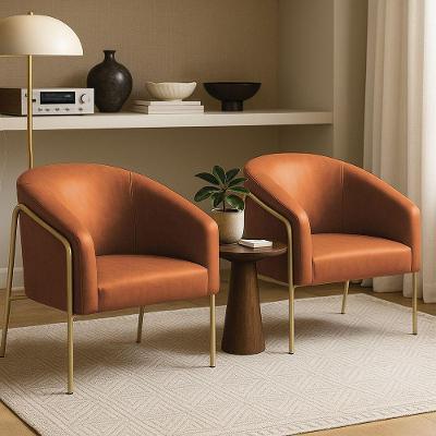Kit 2 Poltronas Sala Industrial Alta Stella D03 Couro Sintético Dourado D'Rossi