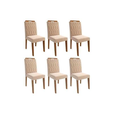 Kit 6 Cadeiras De Cozinha Paola Wood 6 Un Carvalho-suede Nude Bege - Cimol