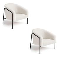 Poltrona Sala Industrial Alta Preto Kit 2 Stella Bouclê D03 - D'rossi Cor Cinza - 2