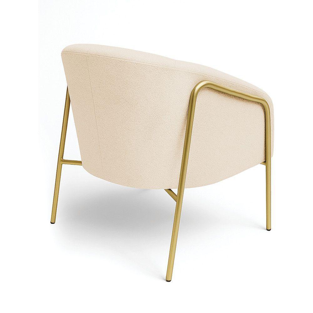 Poltrona Sala Industrial Alta Dourado Kit 2 Stella Bouclê D03 - D'rossi Cor Bege - 7
