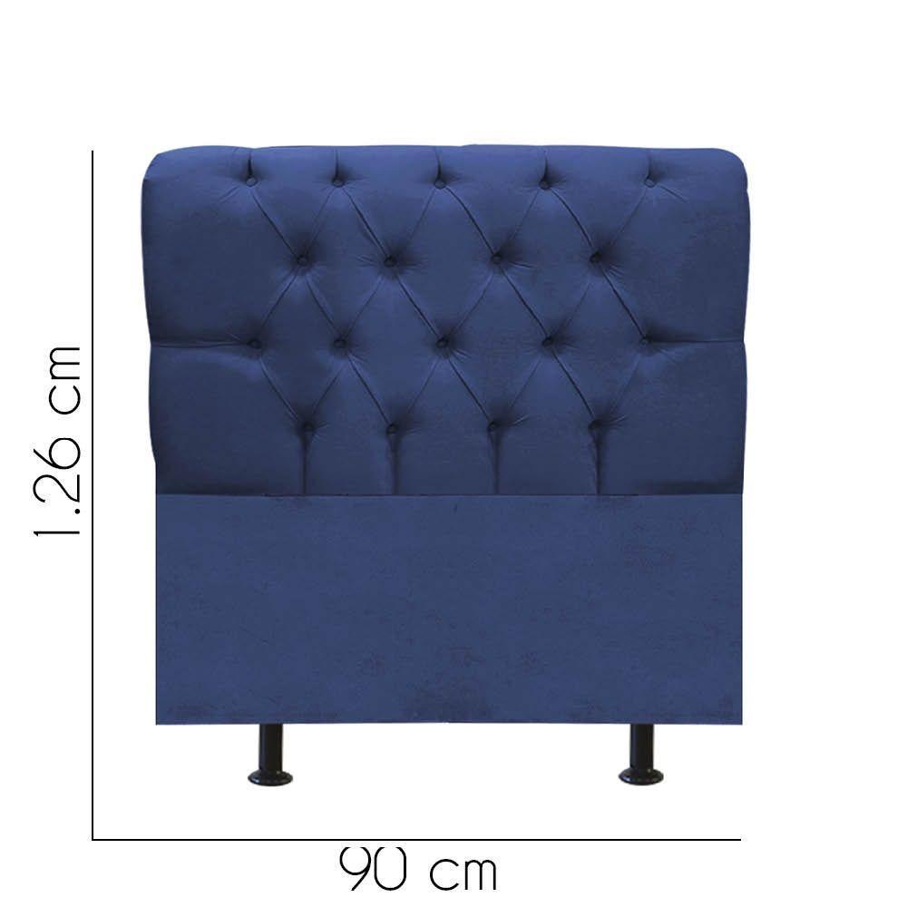 Cabeceira Estofada Cama Box Solteiro 90cm París Corino Azul- Mabe Magazine - 3