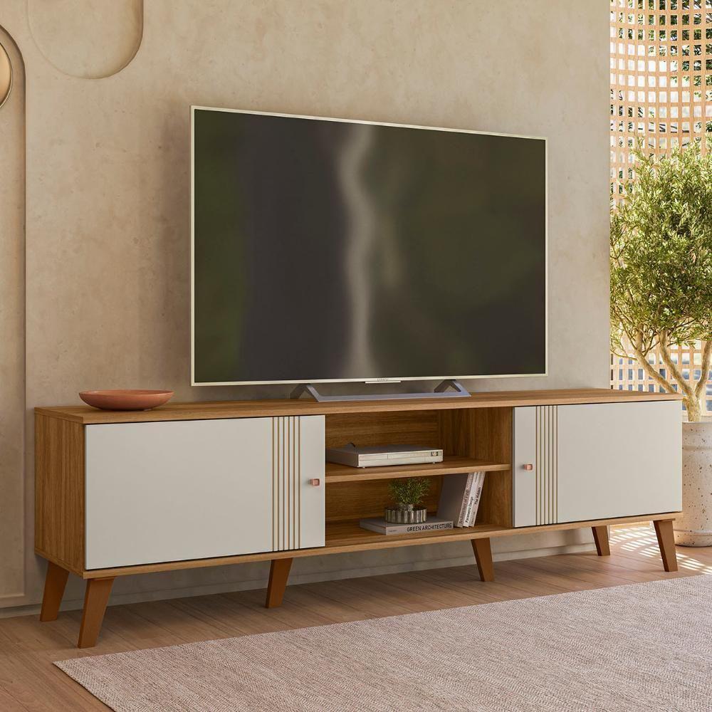 Rack Bancada Para TV 75 Polegadas 180cm Sia Nature Off White Z49 - Mpozenato - 2