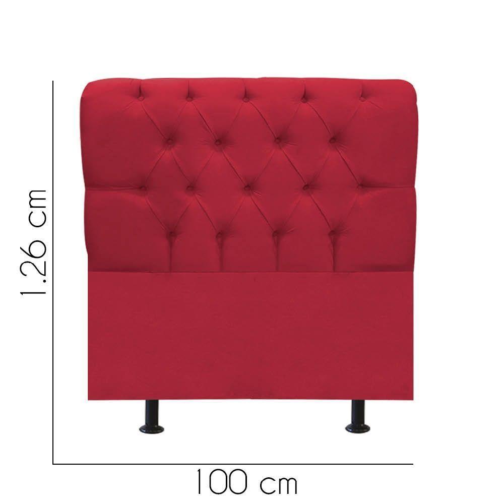 Cabeceira Estofada Cama Box Solteiro 100cm París Suede Vermelho- Mabe Magazine - 3