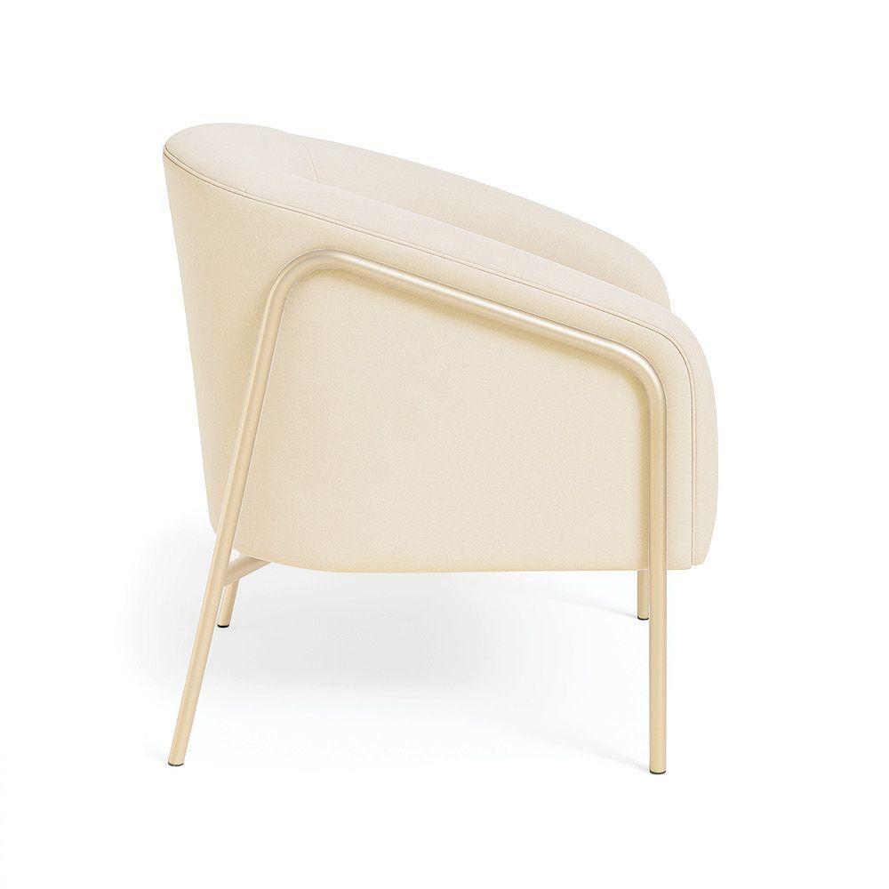 Poltrona Sala Industrial Alta Champanhe Stella Suede D03 - D'rossi Cor Bege - 5