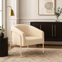 Poltrona Sala Industrial Alta Champanhe Stella Suede D03 - D'rossi Cor Bege - 1