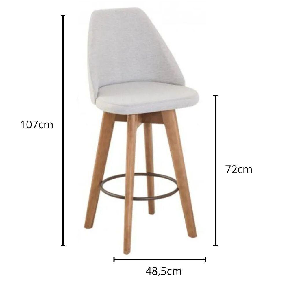 Kit 02 Banquetas Alta Giratória Com Encosto Mayra Para Balcão Cozinha Linho Cinza Claro - Aurora Line - 6