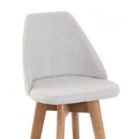 Kit 02 Banquetas Alta Giratória Com Encosto Mayra Para Balcão Cozinha Linho Cinza Claro - Aurora Line