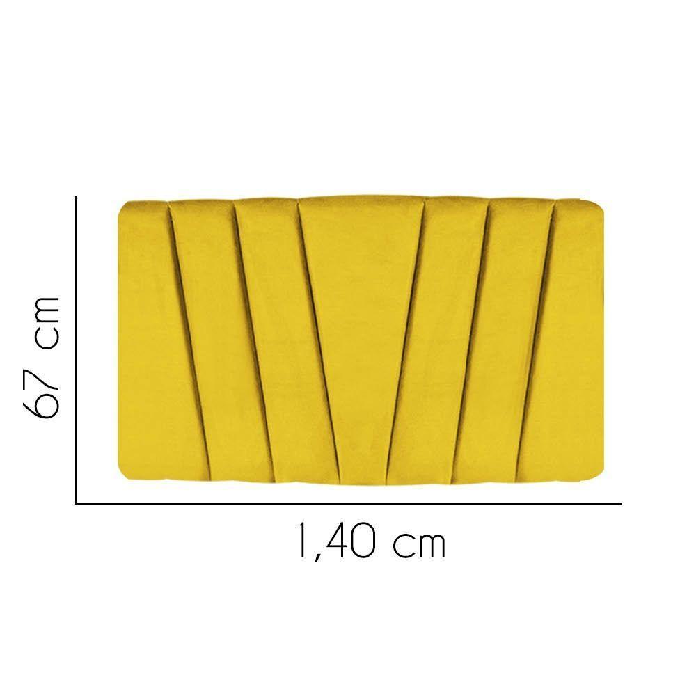 Painel Cabeceira Estofada Bélgica 140cm Cama Box Casal Corino Amarelo- Mabe Magazine - 2
