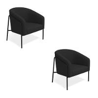 Poltrona Sala Industrial Alta Preto Kit 2 Stella Suede D03 - D'rossi Cor Preto - 2