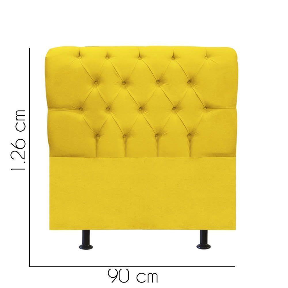 Cabeceira Estofada Cama Box Solteiro 90cm París Corino Amarelo- Mabe Magazine - 3