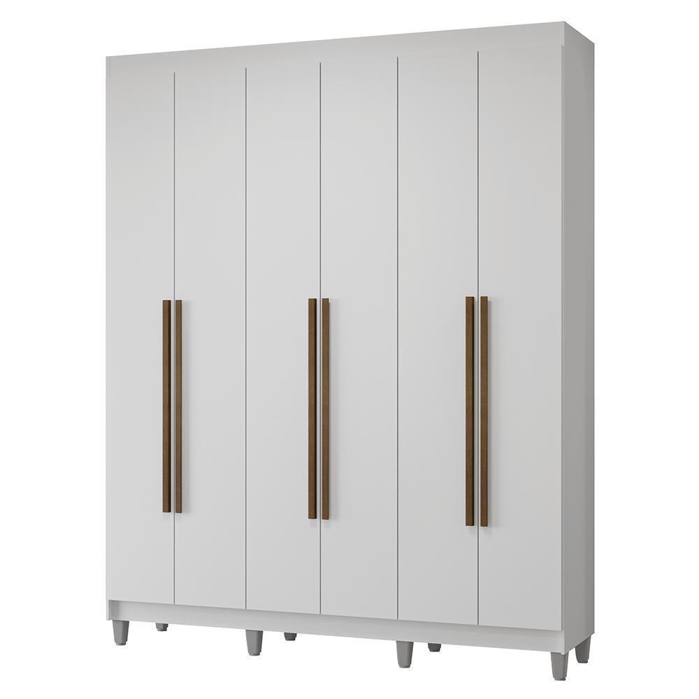 Guarda-roupa Casal Com Pés 6 Portas Batentes Branco/branco/rustic Netuno Madesa - 2
