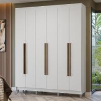 Guarda-roupa Casal Com Pés 6 Portas Batentes Branco/branco/rustic Netuno Madesa - 1