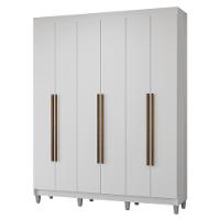 Guarda-roupa Casal Com Pés 6 Portas Batentes Branco/branco/rustic Netuno Madesa - 2