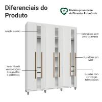 Guarda-roupa Casal Com Pés 6 Portas Batentes Branco/branco/rustic Netuno Madesa