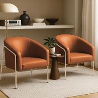 Poltrona Sala Industrial Alta Champanhe Kit 2 Stella Sintético Pu D03 - D'rossi Cor Nozes - 1