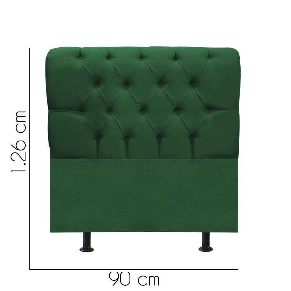 Cabeceira Estofada Cama Box Solteiro 90cm París Suede Verde- Mabe Magazine - 3