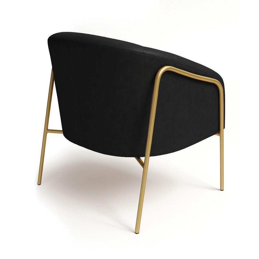 Poltrona Sala Industrial Alta Dourado Kit 2 Stella Sintético Pu D03 - D'rossi Cor Preto - 7