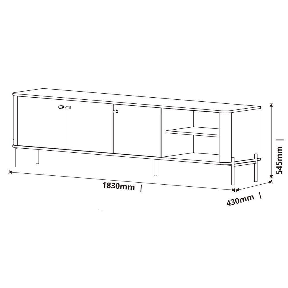 Rack Para Tv 1.8 Tucupi Off White Pe Dourado - Moveis Jb - 5