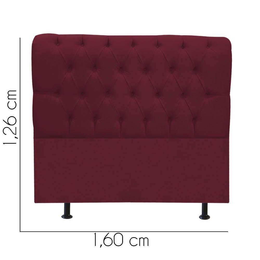 Cabeceira Estofada Cama Box Queen 160cm París Veludo Bordo- Mabe Magazine - 3