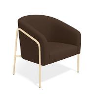 Poltrona Sala Industrial Alta Champanhe Stella Suede Marrom D03 - D'rossi - 2